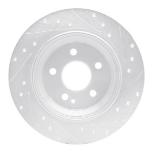Mercedes-Benz Viano Brake Rotor (1) - Rear Left - R1 Concepts - Drilled & Slotted - Silver - `16-`23